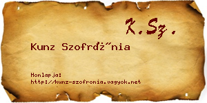 Kunz Szofrónia névjegykártya